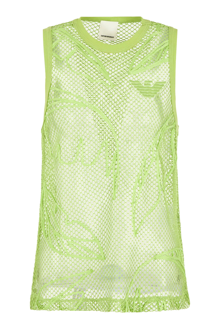 Leaf Embroided Net Top